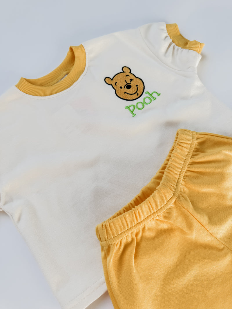 EMBROIDERED BEAR SHORT SET