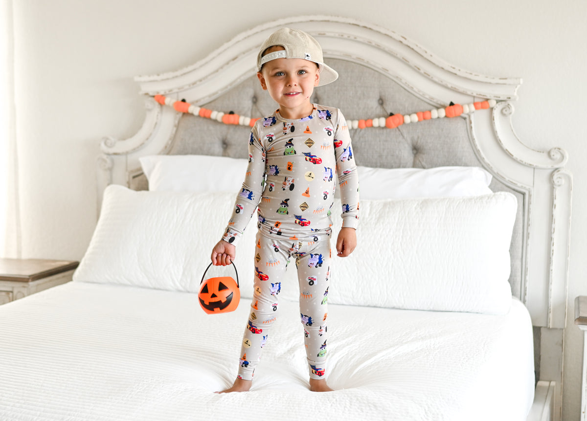 SPOOKY CARS PAJAMA SET (READY TO SHIP)
