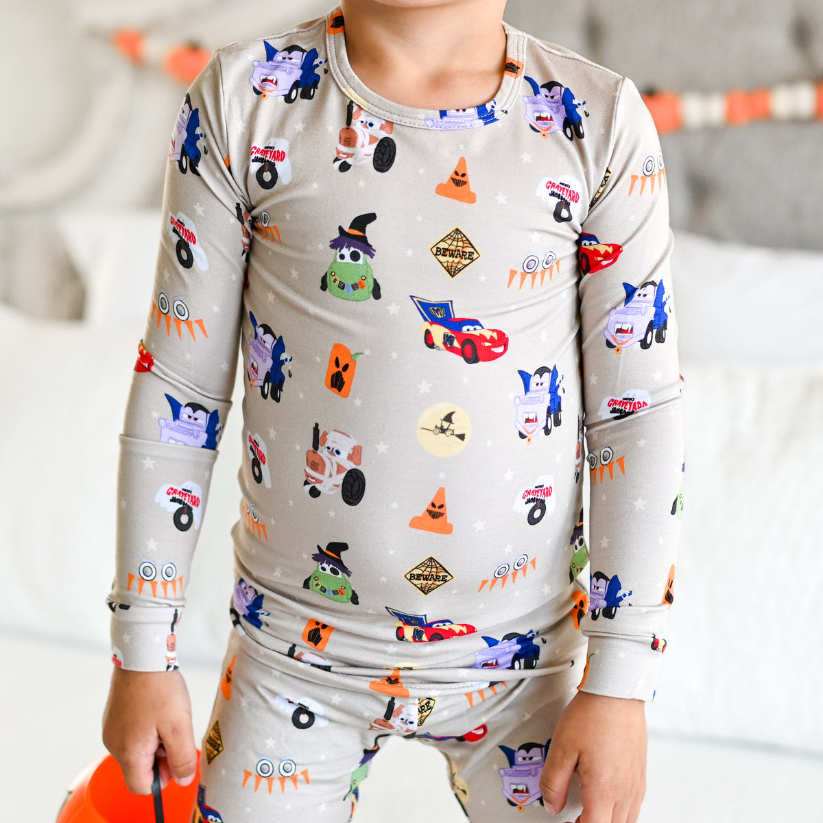 SPOOKY CARS PAJAMA SET (READY TO SHIP)